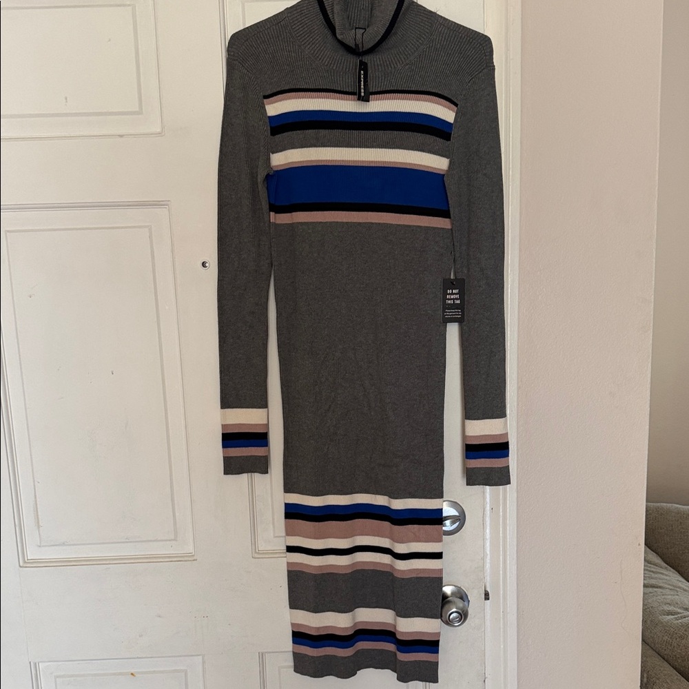 Express sweater dress medium Striped Knit Dress NWT